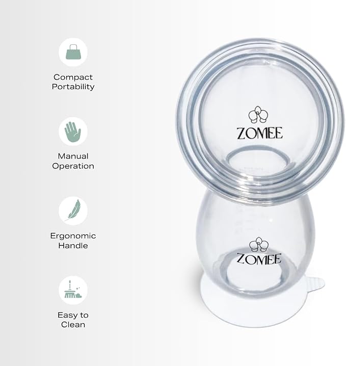 Zomee Manual Breast Pump Silicone Milk Collector – Hands-Free Milk Collection - Image 2