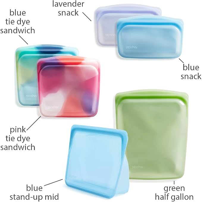 Stasher Premium Silicone Reusable Food Storage Bags, Tie Dye Multi, Lunch Bag - Image 5