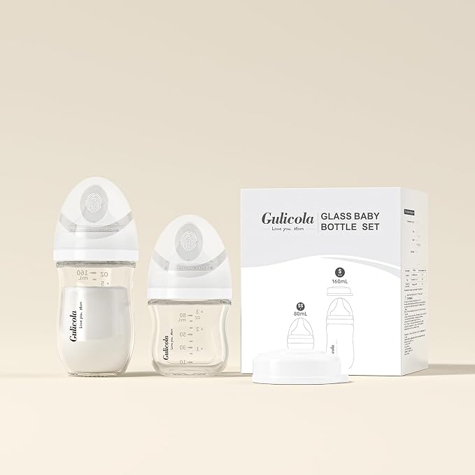 Gulicola Natural Glass Baby Bottle Newborn Set, 3 oz and 5 oz - Image 7