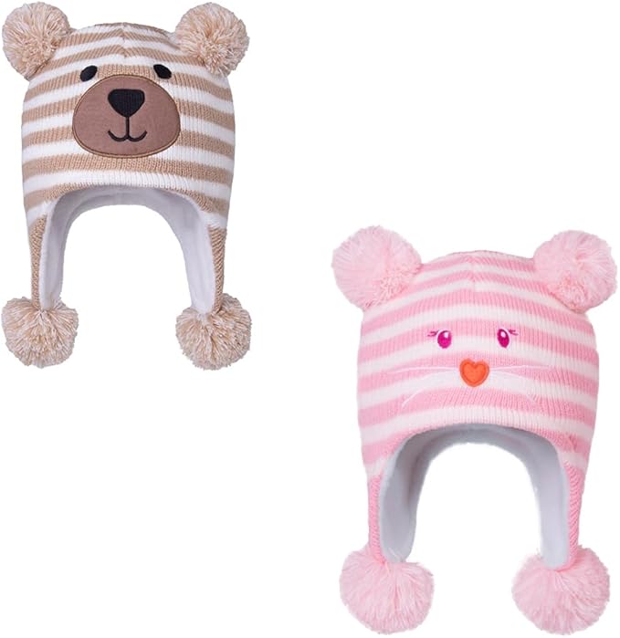 LANGZHEN Toddler Kids Infant Winter Hat, Earflap Knit Warm Cap Fleece Lined by LANGZHEN