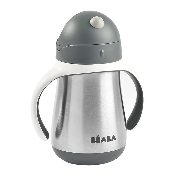 BEABA Stainless Steel Straw Sippy Cup, Insulated Toddler Cups Spill Proof - Image 2