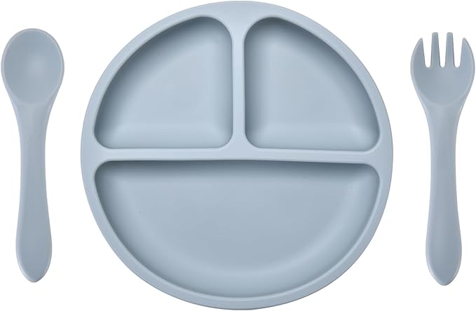 Silicone Baby Feeding Set, Includes Baby Spoons, Toddler Plates and Baby Fork by Unknown