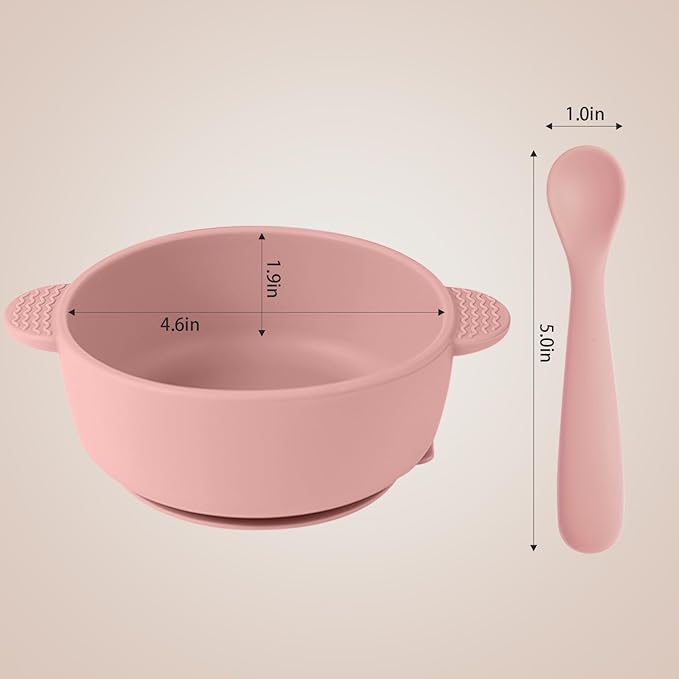 3 Pack Baby Bowls with Suction and 3 Pack Baby Spoons, BPA Free, Silicone Baby - Image 2