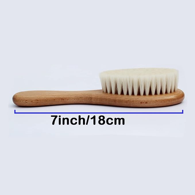 Baby Hair Brush with Wooden Handle, - Image 2