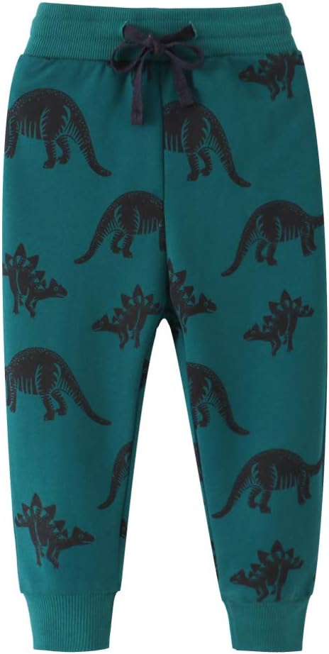 HUAER& Baby Boy's Jogger Pants Dinosaur Car Animal Print Drawstring Elastic - Image 2