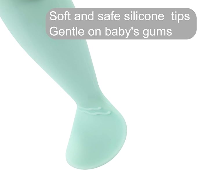 PandaEar Baby Infant Spoons BPA Free, Soft Silicone, Self Feeding Fat Handle - Image 7