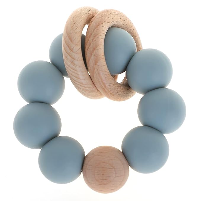Silicone Baby Teether, Food Grade Silicone & Beech Baby Teething Toy, BPA Free by TOPGOMES