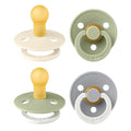 BIBS Colour Soother 4-Pack | BPA Free Dummy Pacifier | Round Nipple | Natural by BIBS