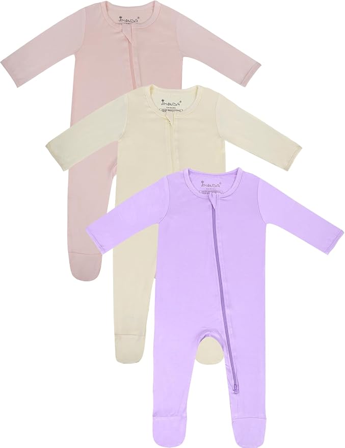 Jimonda Baby Romper Boys Girls Bamboo Pajamas 2-Way Zipper Footed Unisex Zip-Up by JimondaBaby