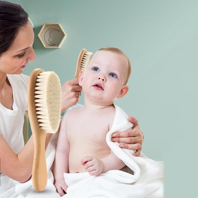 BoAn Wooden Baby Hair Brush, Natural Soft Goat Bristles, Cradle Cap Brush - Image 6