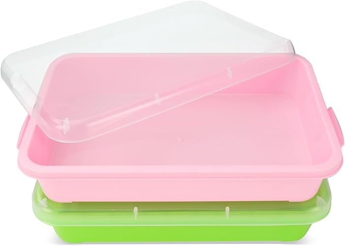 Sensory Bin Sand Tray with Lid for Toddlers 2 Pcs 15in Portable Sandbox Toy by LearningThroughPlay