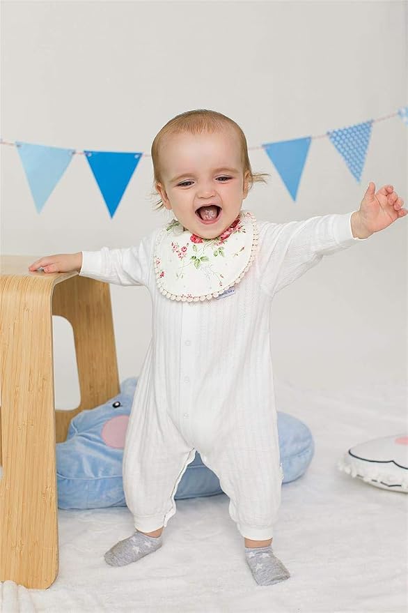 GZMM Baby Bib For Girls, Reversible Waterproof Handmade Natural Cotton Baby - Image 7