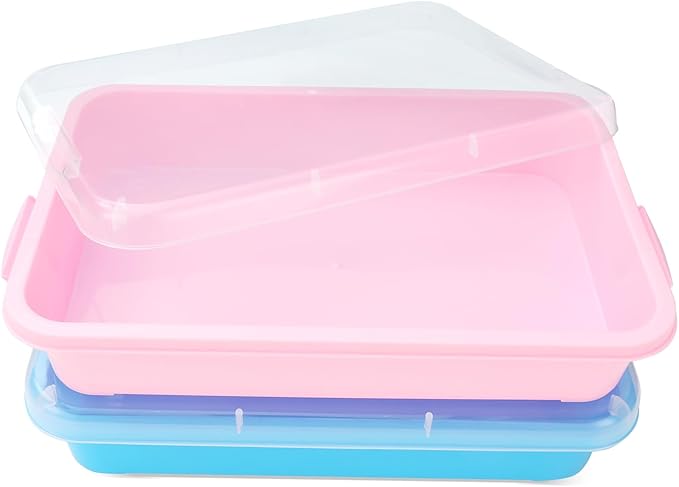 Sensory Bin Sand Tray with Lid for Toddlers 2 Pcs 15in Portable Sandbox Toy by LearningThroughPlay