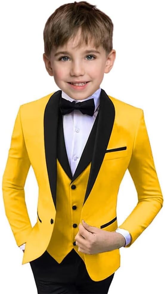 Boys Suit 3 Piece Ring Bearer Suit Kids Formal Jacket Vest Pants Suits Wedding by Unknown