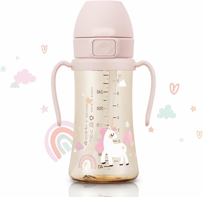 GROSMIMI Flip Top Spill Proof Sippy Cup, BPA Free, 10 oz, Stage 2 Straw - Image 5