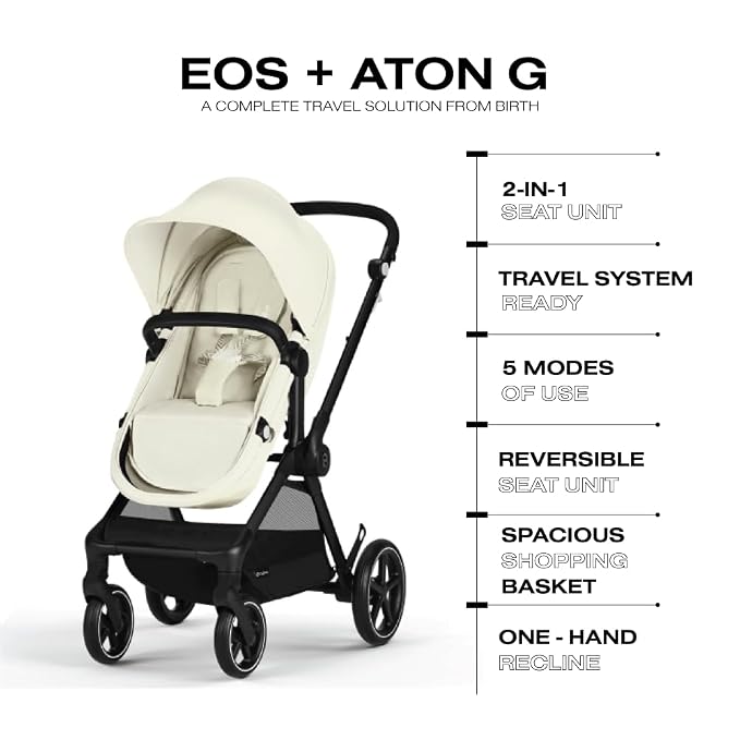 Cybex EOS 5-in-1 Travel System Stroller + Lightweight Aton G Infant Car Seat - Image 5