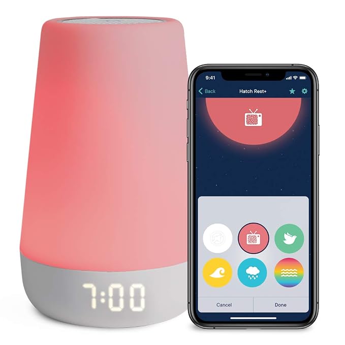 Hatch Rest+ 1st Gen Baby Sound Machine, Night Light, Time-to-Rise Plus Audio by HatchInc