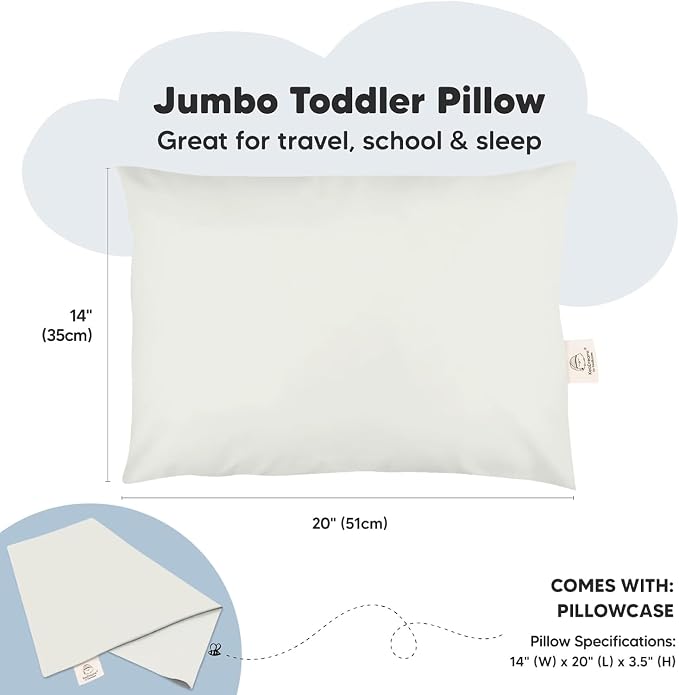 KeaBabies Toddler Pillow with Pillowcase, Jumbo 14X20 - Image 3