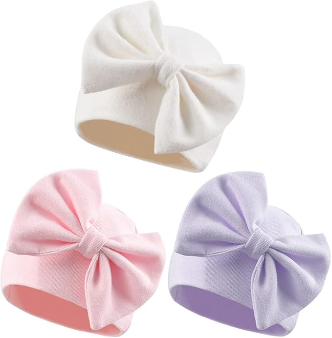 Bamery Newborn Baby Girl Hat Cotton Baby Bow Beanie Preemie Hats Spring Infant by Bamery