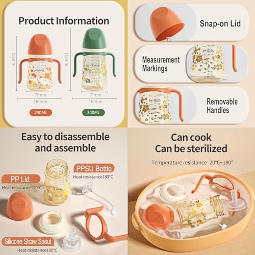 PPSU No Spill Sippy cups, Weighted Straw Toddler Water Bottle - Image 9
