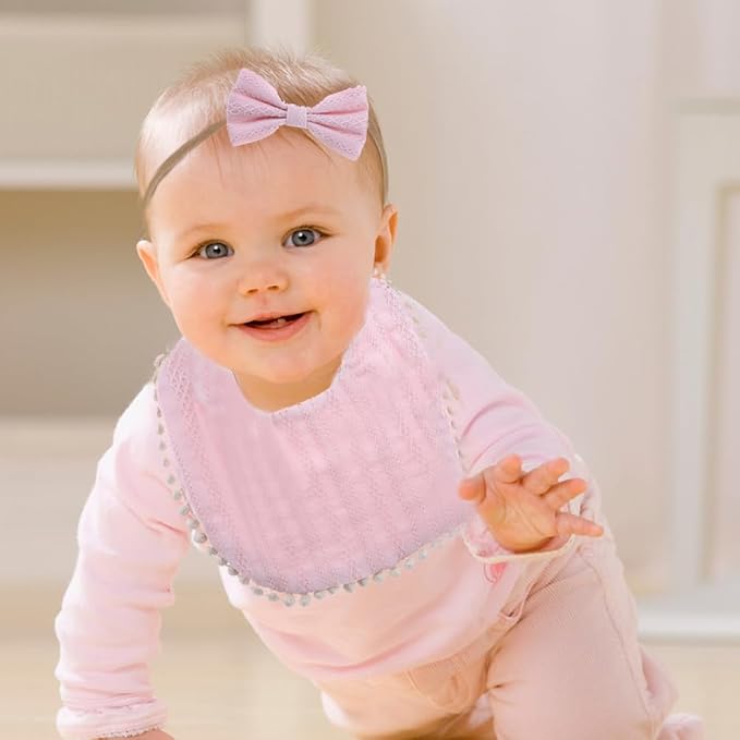 Baby Girls Floral Print Bibs, Reversible Burp Cloth Set - Image 6