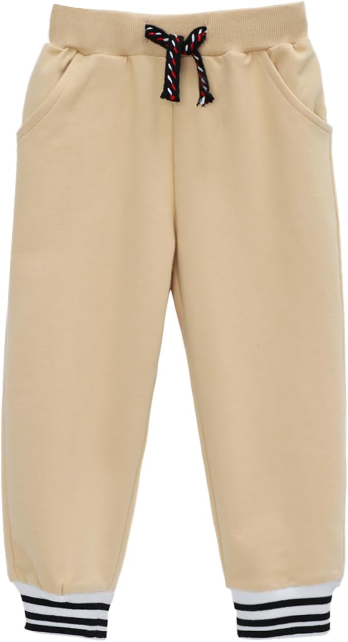 HILEELANG Toddler Boys Cotton Jogger Sweatpants 3 Pack, Soft Adjust Elastic - Image 4