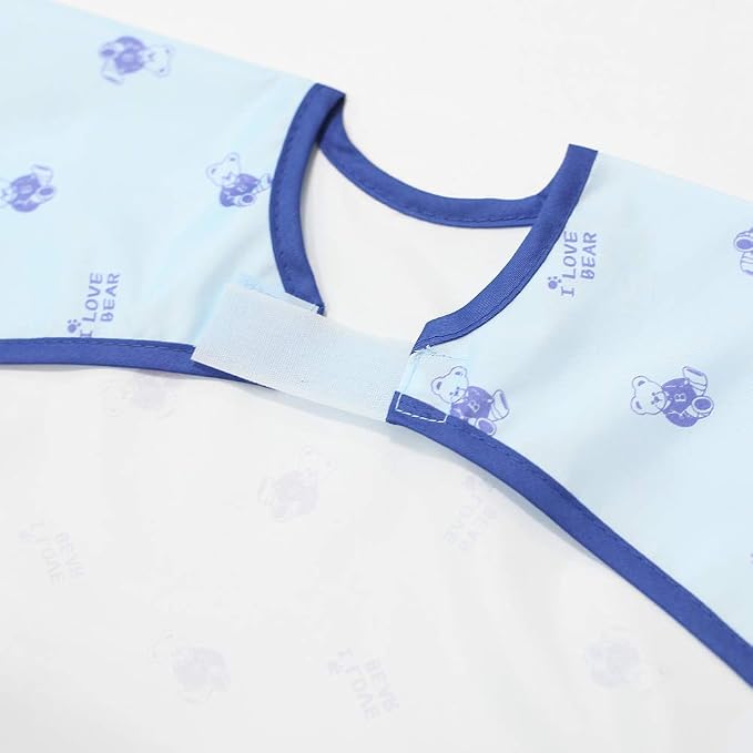 Short Sleeve Waterproof Bib for Toddlers – Feeding Apron for Mealtime, - Image 3