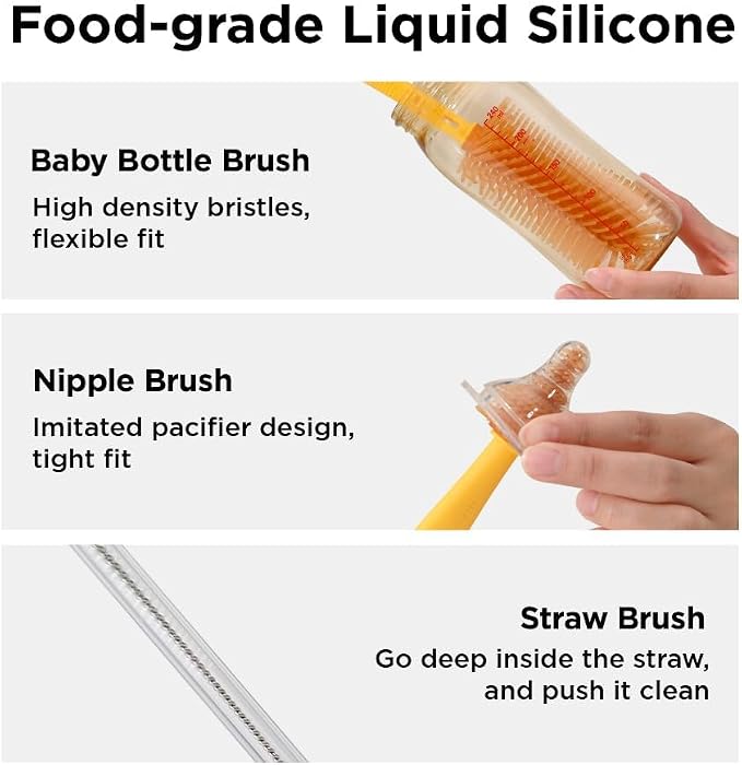 Travel Bottle Cleaner kit, 6in1 Baby Toddler Travel Essential Silicone Bottle - Image 4