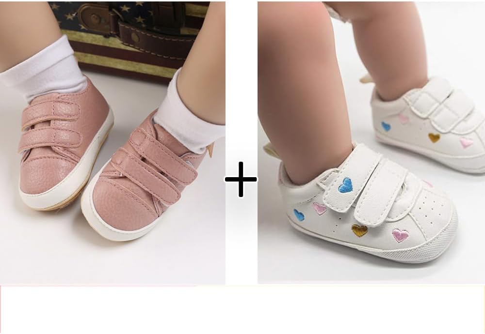 2Pairs Baby Shoes, Boys Girls Non-Slip Rubber Sole Sneakers, Unisex Infant Soft - Image 3