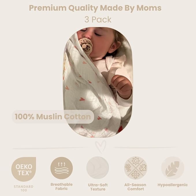 100% Muslin Cotton Baby Receiving Cloths, 27x27 in, Soft & Gentle - Image 4