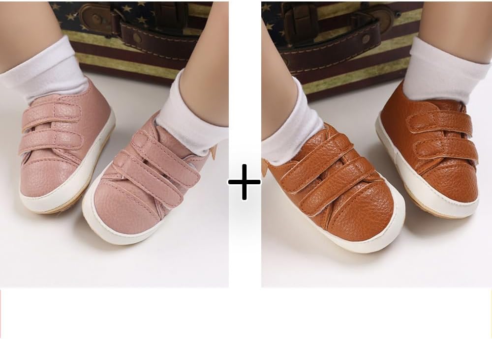 2Pairs Baby Shoes, Boys Girls Non-Slip Rubber Sole Sneakers, Unisex Infant Soft - Image 2