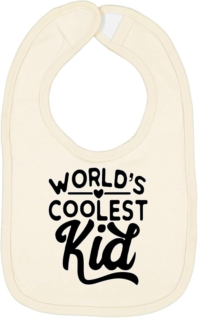 World's Coolest Kid Funny Cute Humor Infant Premium Jersey Baby Bib by WildBobby