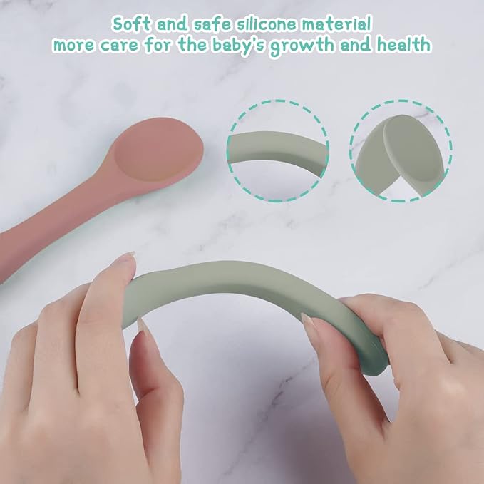 Vicloon Silicone Baby Feeding Spoons, Baby Led Weaning Feeding Supplies - Image 4