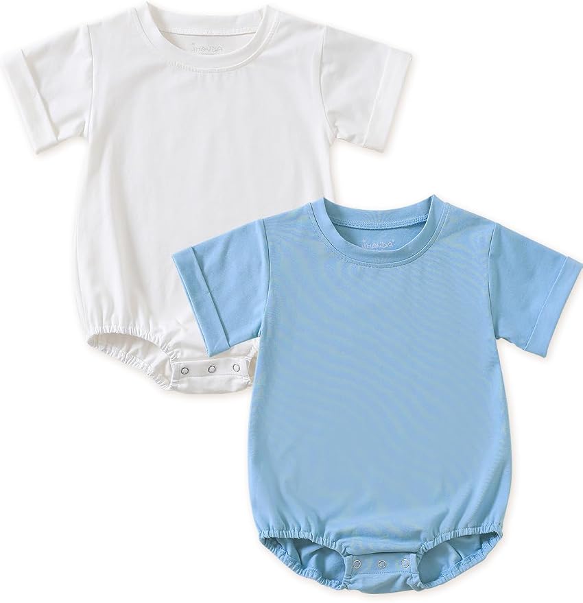 Jimonda Baby Bubble Romper Boy Girl Solid Color T-Shirt Outfits Short Sleeve by JimondaBaby