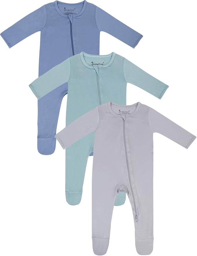 Jimonda Baby Romper Boys Girls Bamboo Pajamas 2-Way Zipper Footed Unisex Zip-Up by JimondaBaby