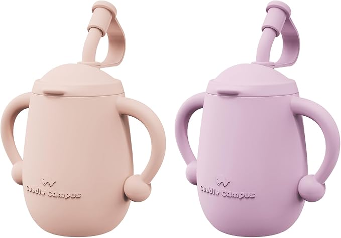 Cuddle Campus Pack of 2 Silicone Baby Training Cup, Shatterproof Toddler Sippy by CuddleCampus