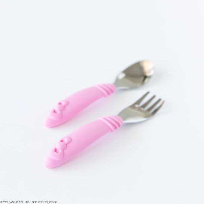 Bumkins Toddler Utensils, Kids Size Fork and Spoon Set, Silicone and - Image 2