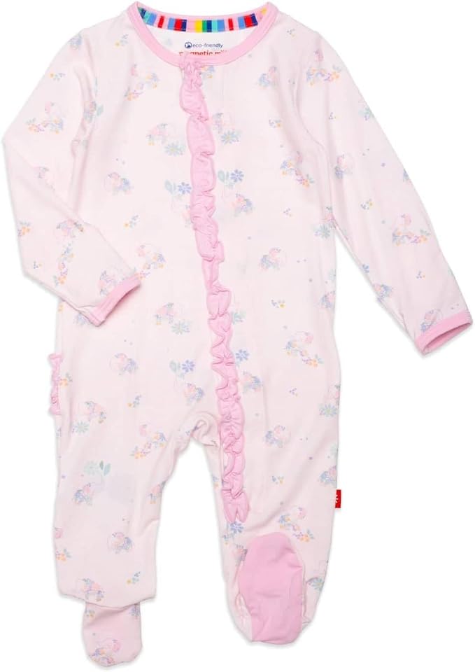 Magnetic Me Girls Modal Magnetic Baby Footie Pajamas | Silky Soft Modal Fabric by magneticme