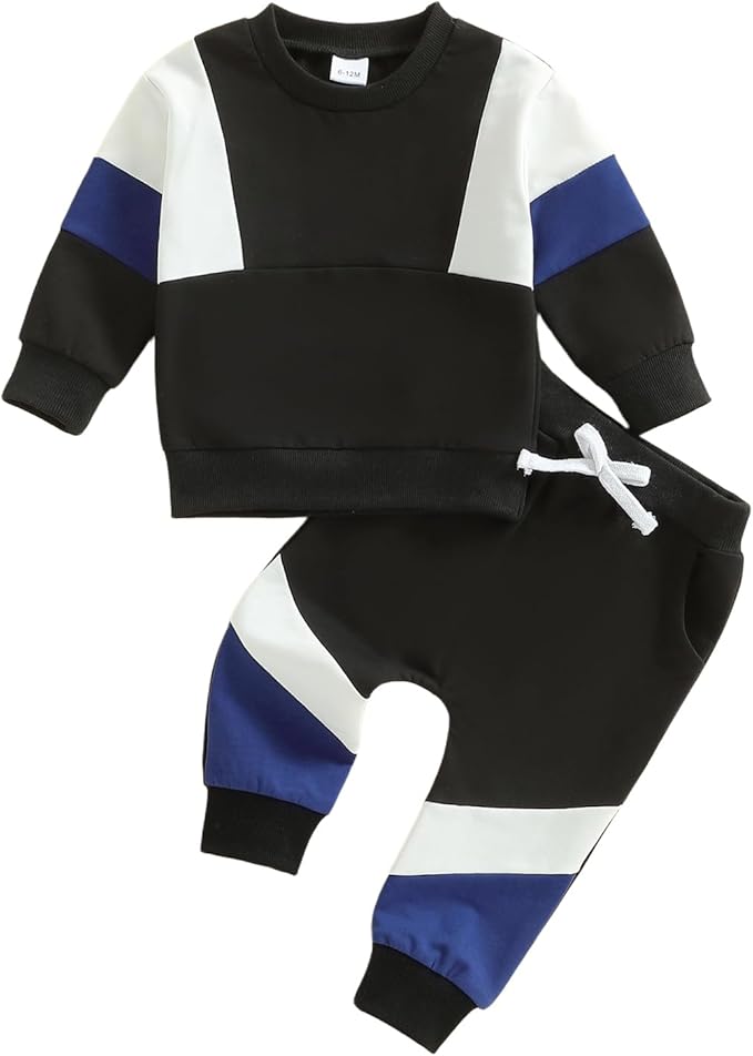 Kupretty Toddler Baby Boy Fall Winter Clothes Color Block Long Sleeve by Kupretty
