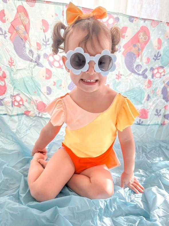 Toddler Girl Baby Ruffles Mermaid Fish Scale Swimsuit One Piece Swimwear - Image 2
