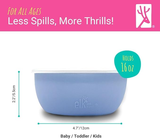 Elk and Friends Stainless Steel Bowls + Silicone Sleeve and Storage Lid | Baby - Image 5