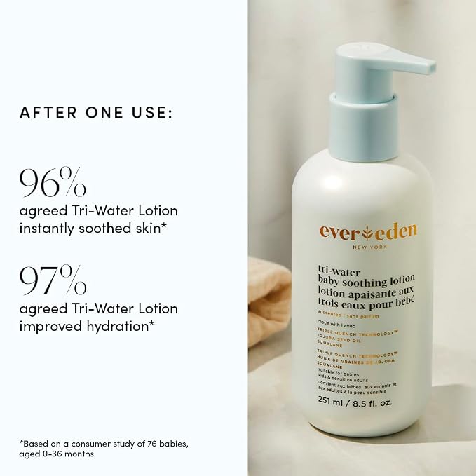 Evereden Tri Water Baby Lotion, 8.5 fl oz. | Clean and Clean Baby Care | - Image 2