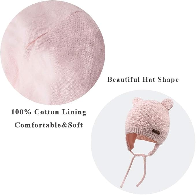 XIAOHAWANG Baby Hat Cute Bear Toddler Earflap Beanie Warm - Image 4