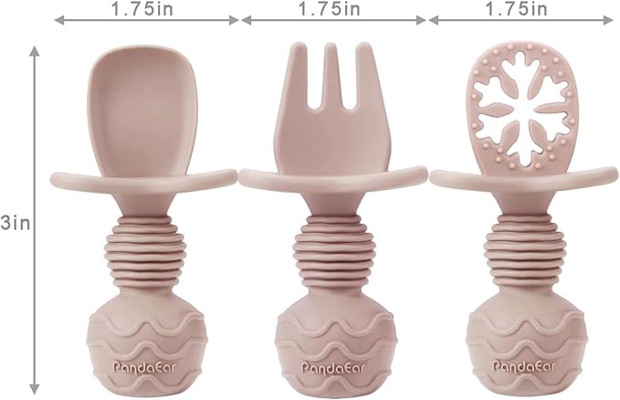 PandaEar 4 Pack Silicone Baby Spoons Forks Feeding Set, Toddler Utensils Baby - Image 2
