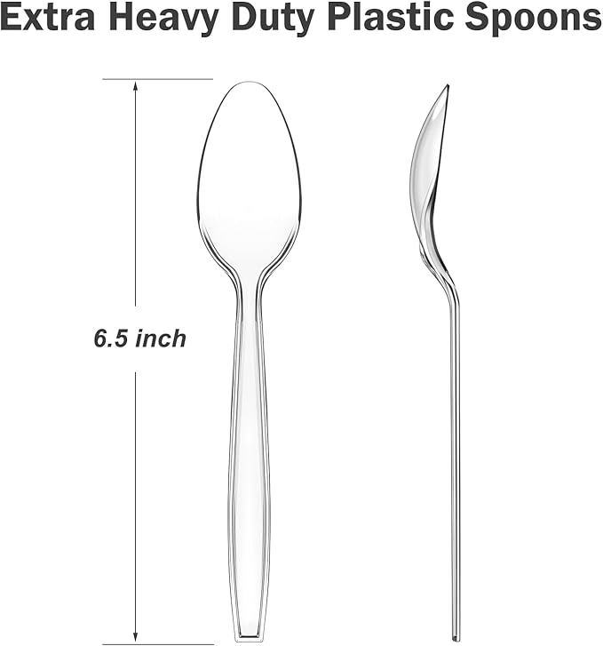 360 Count Clear Plastic Spoons Disposable, Heat Resistant, Solid and Durable - Image 2