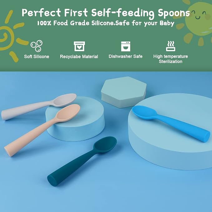 Vicloon Silicone Baby Feeding Spoons, Baby Led Weaning Feeding Supplies - Image 3