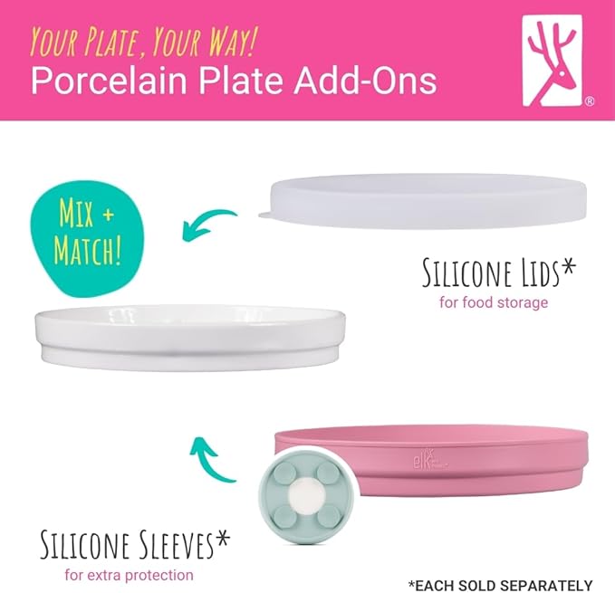 Elk and Friends Kids 7.8” Porcelain White Plates | Divided Plates | Suitable - Image 6