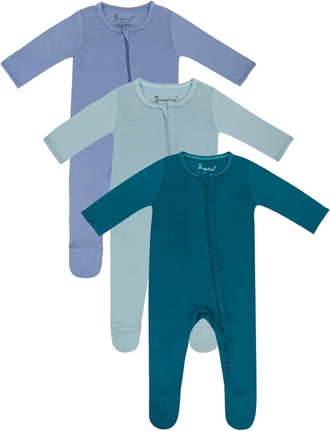 Jimonda Baby Romper Boys Girls Bamboo Pajamas 2-Way Zipper Footed Unisex Zip-Up by JimondaBaby
