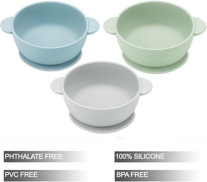 PandaEar 3 Pack Suction Bowls for Baby Toddlers 6-12 months, Silicone Baby Bowls - Image 2