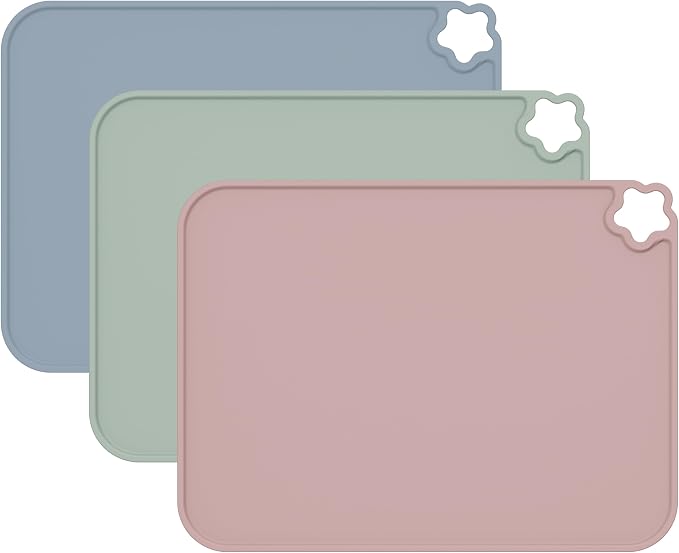 Silicone Placemat for Kid Stain-Proof Non-Slip Toddle， Reusable Portable，Heat by Login+Life